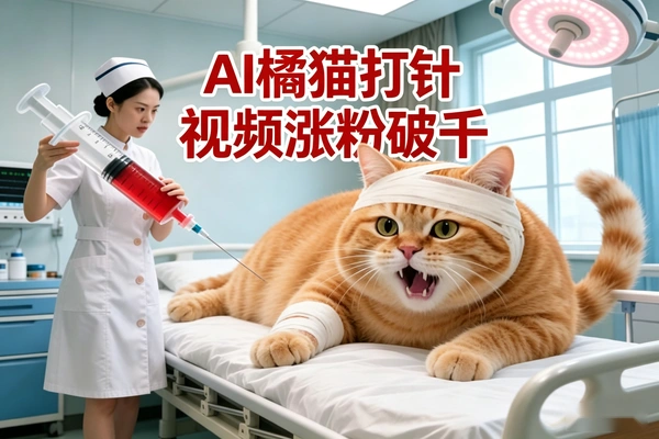 AI橘猫打针反差视频单条视频涨粉破千