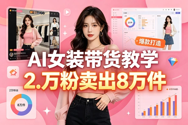 AI女装带货教学2.9W粉卖出8W件